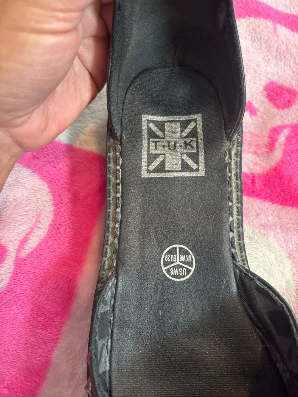 T.U.K. Studded Black Mary Janes Size 8